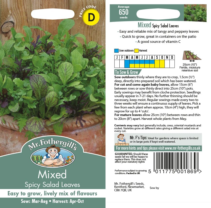 dt-brown VEGETABLE SEEDS Salad Leaves Mixed Spicy