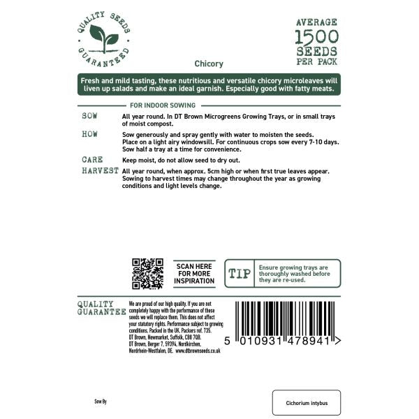 Seed packet label for beetroot microgreens with text and QR code on a white background