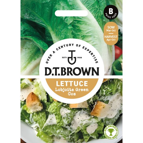 D.T. Brown lettuce seed packet with salad image and branding