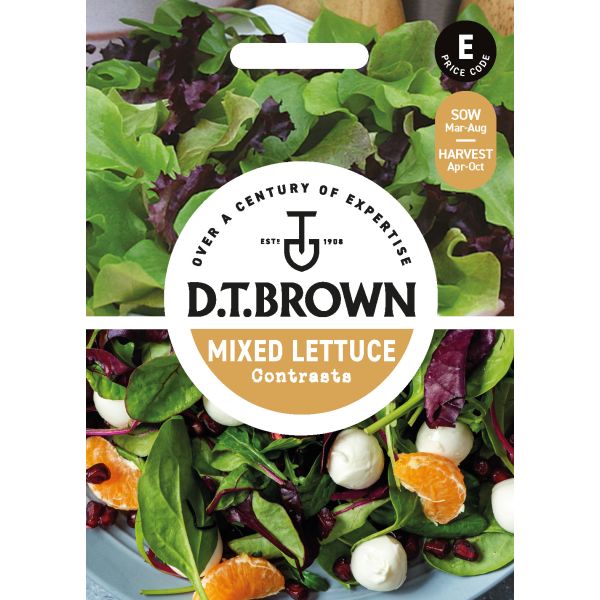 D.T. Brown mixed lettuce package with salad ingredients on a white background