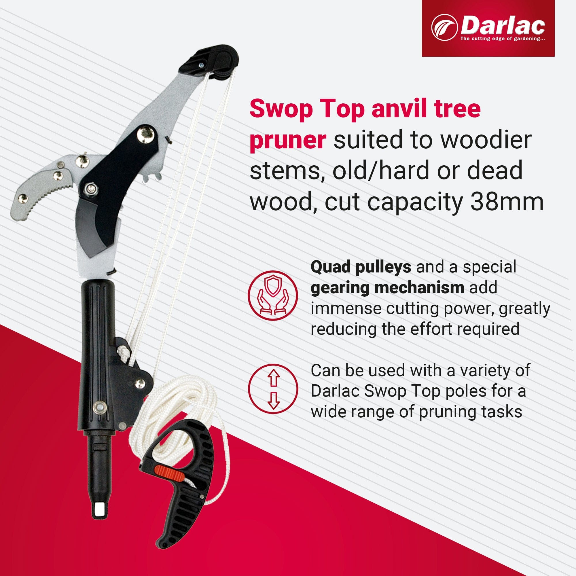 dt-brown HARDWARE Darlac Swop Top Geared Anvil Tree Pruner Head