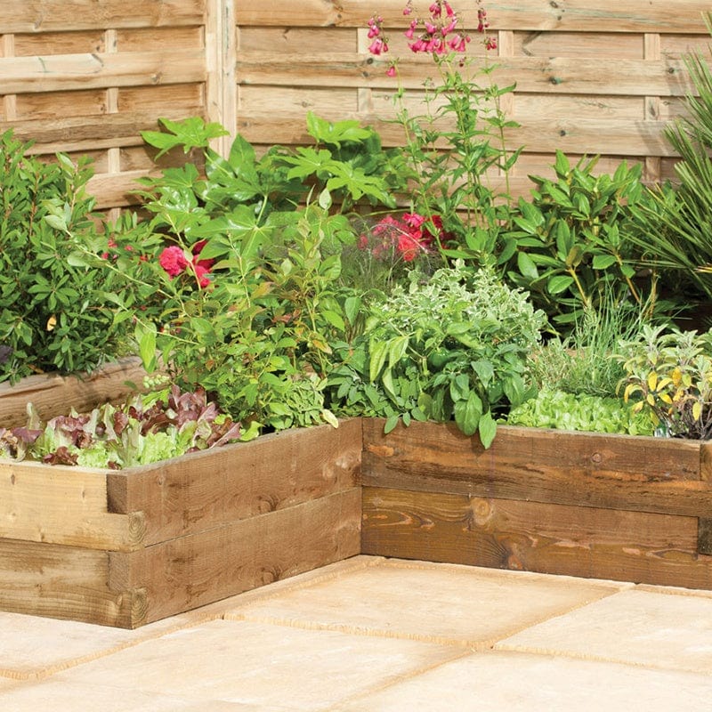 dt-brown HARDWARE Wooden Corner Raised Bed - Caledonian