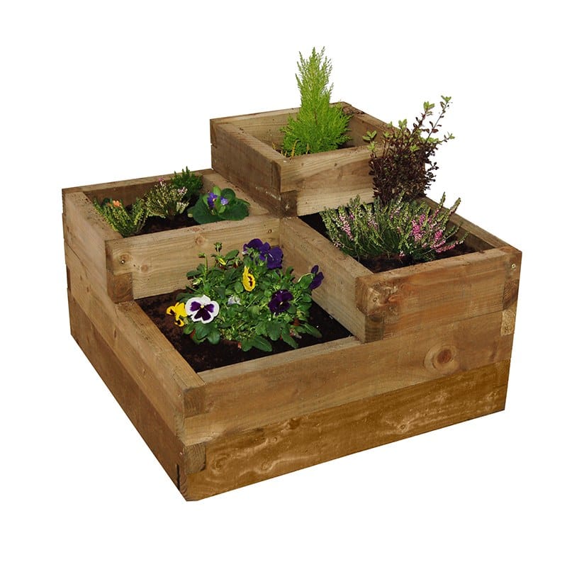 dt-brown HARDWARE Wooden Tiered Raised Bed - Caledonian