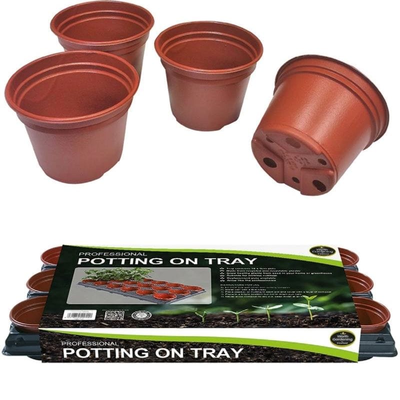 dt-brown HARDWARE Potting On Tray (18x9cm Pots) with Replacement pots