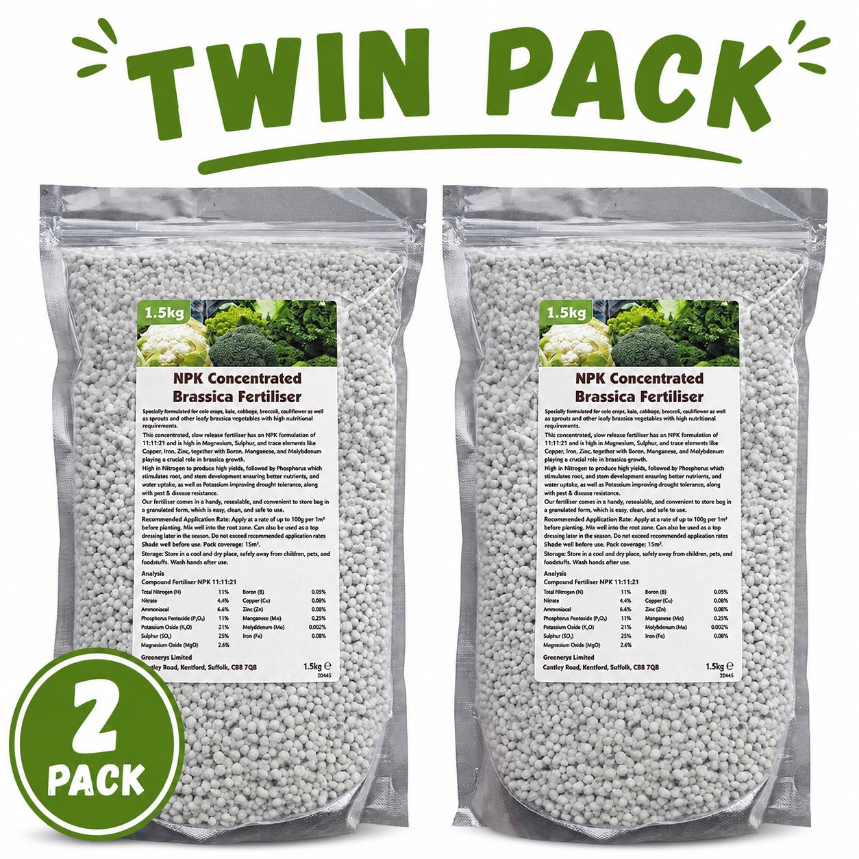 Brassica Fertiliser Twin Pack - 2x 1.5kg Bags