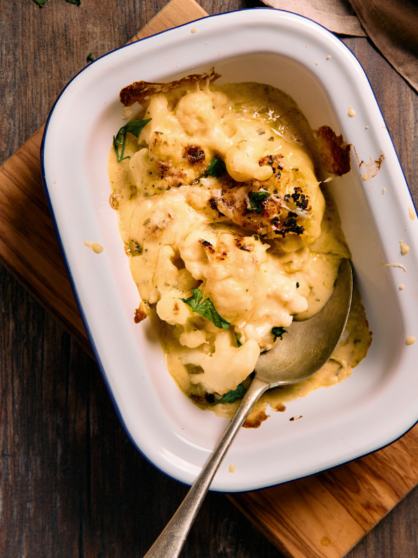 Cauliflower Cheese in a dish