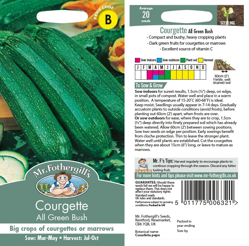 dt-brown VEGETABLE SEEDS Courgette All Green Bush Seeds