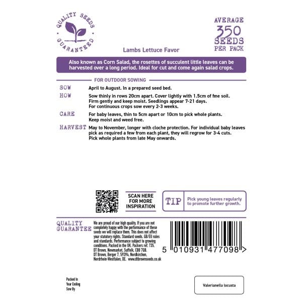 Lambs Lettuce Favor Seeds