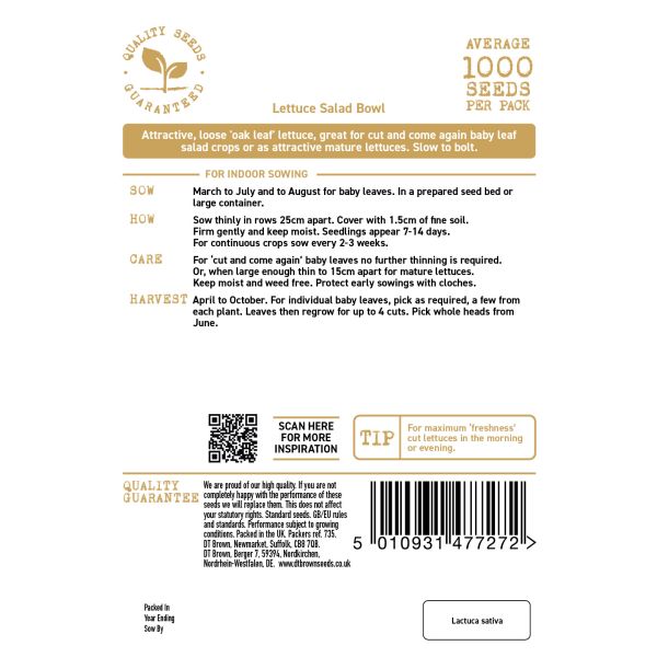 Lettuce salad leaves mix packaging with text and barcode on a white background