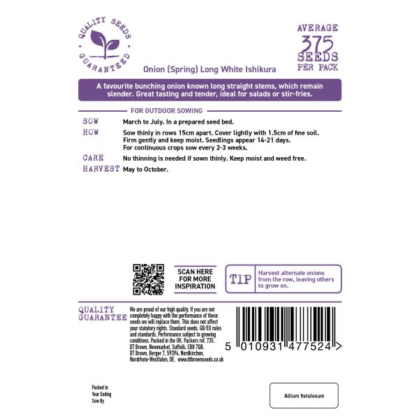 Seeds packaging with text and branding on a white background