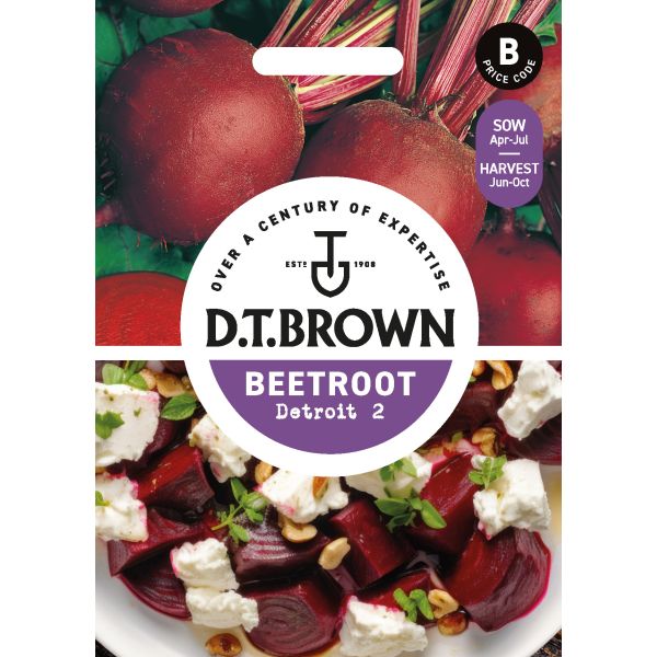 D.T. Brown beetroot seed packet with images of beets and salad on a white background