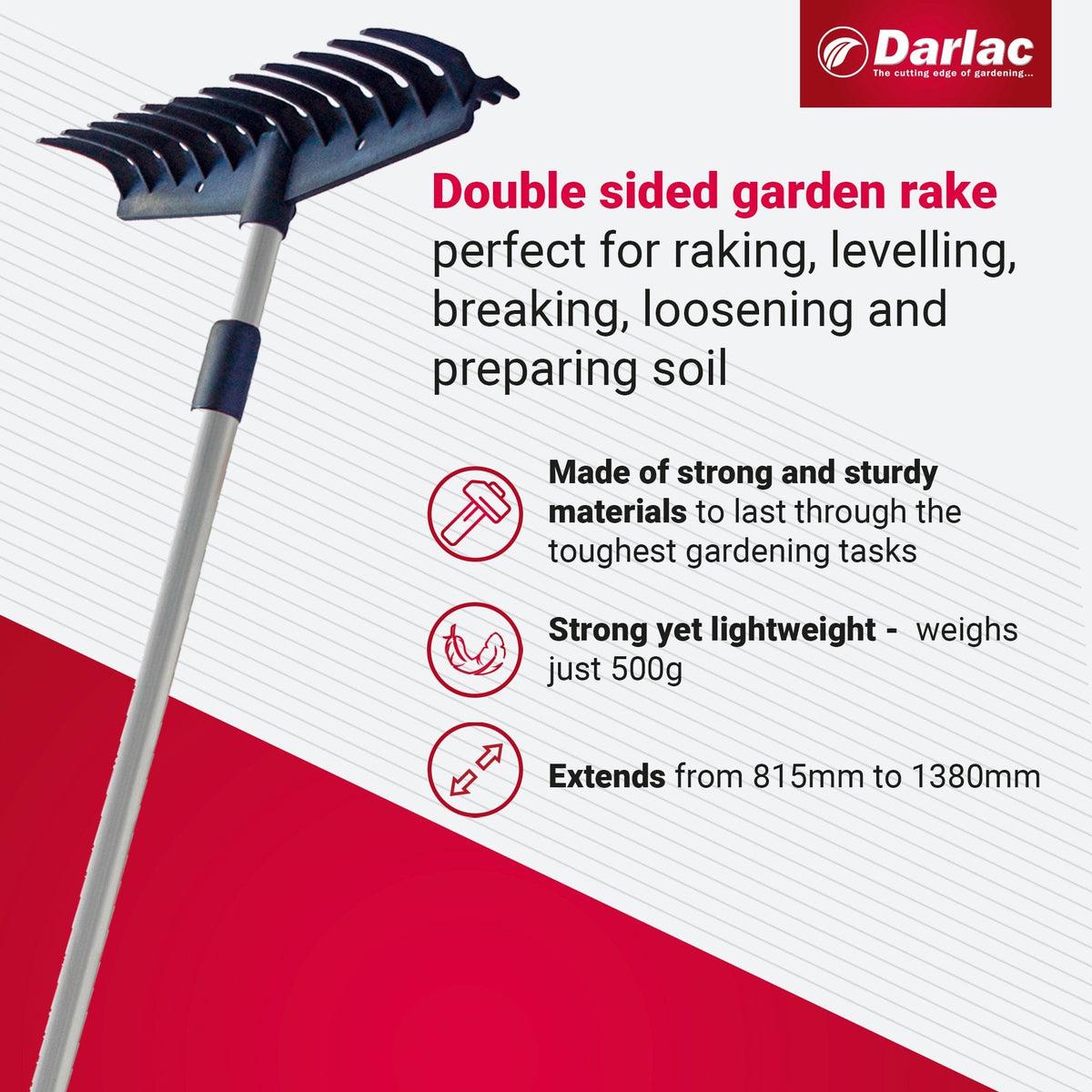 Double Back Rake Darlac Telescopic Double Sided Rake From D.T. Brown