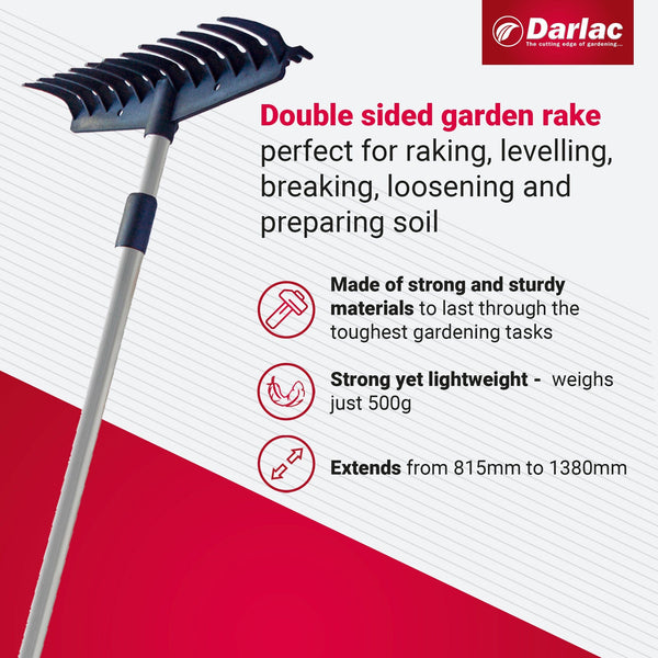 Darlac Telescopic Double Sided Rake From D.T. Brown