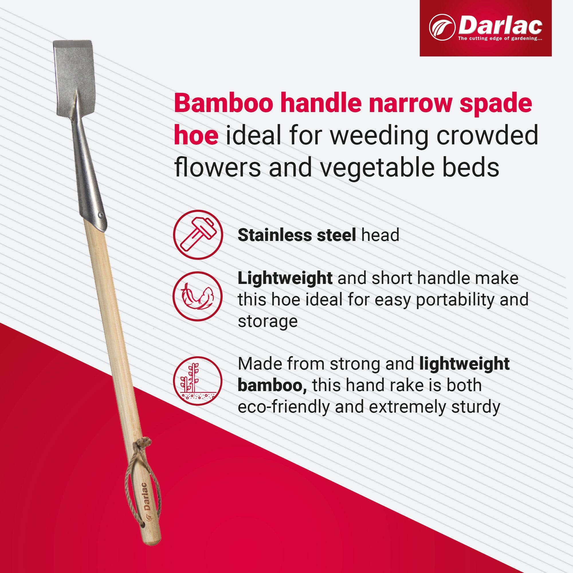 Darlac Bamboo Narrow Spade Hoe Short Handle