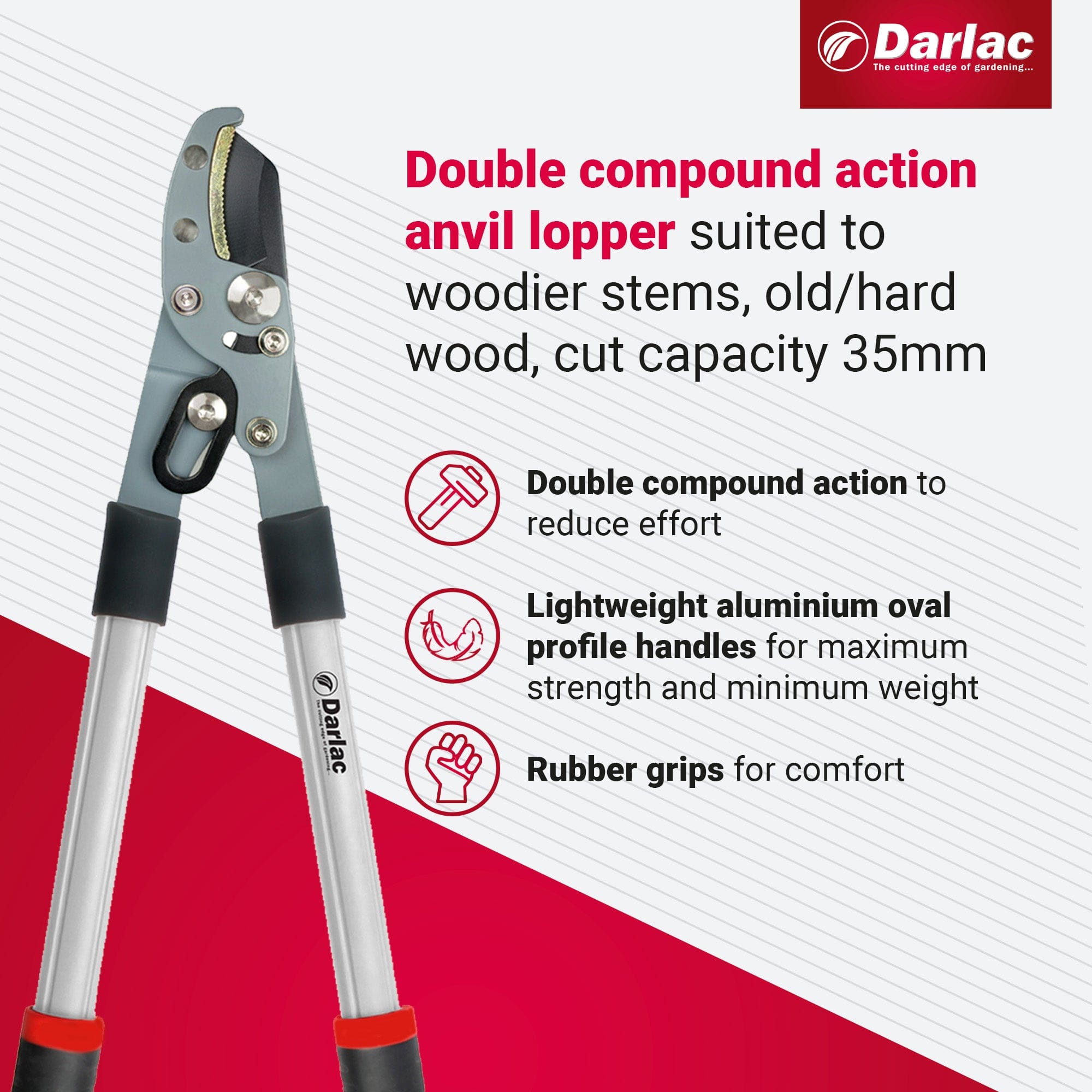 dt-brown HARDWARE Darlac Compact Compound Action Anvil Lopper