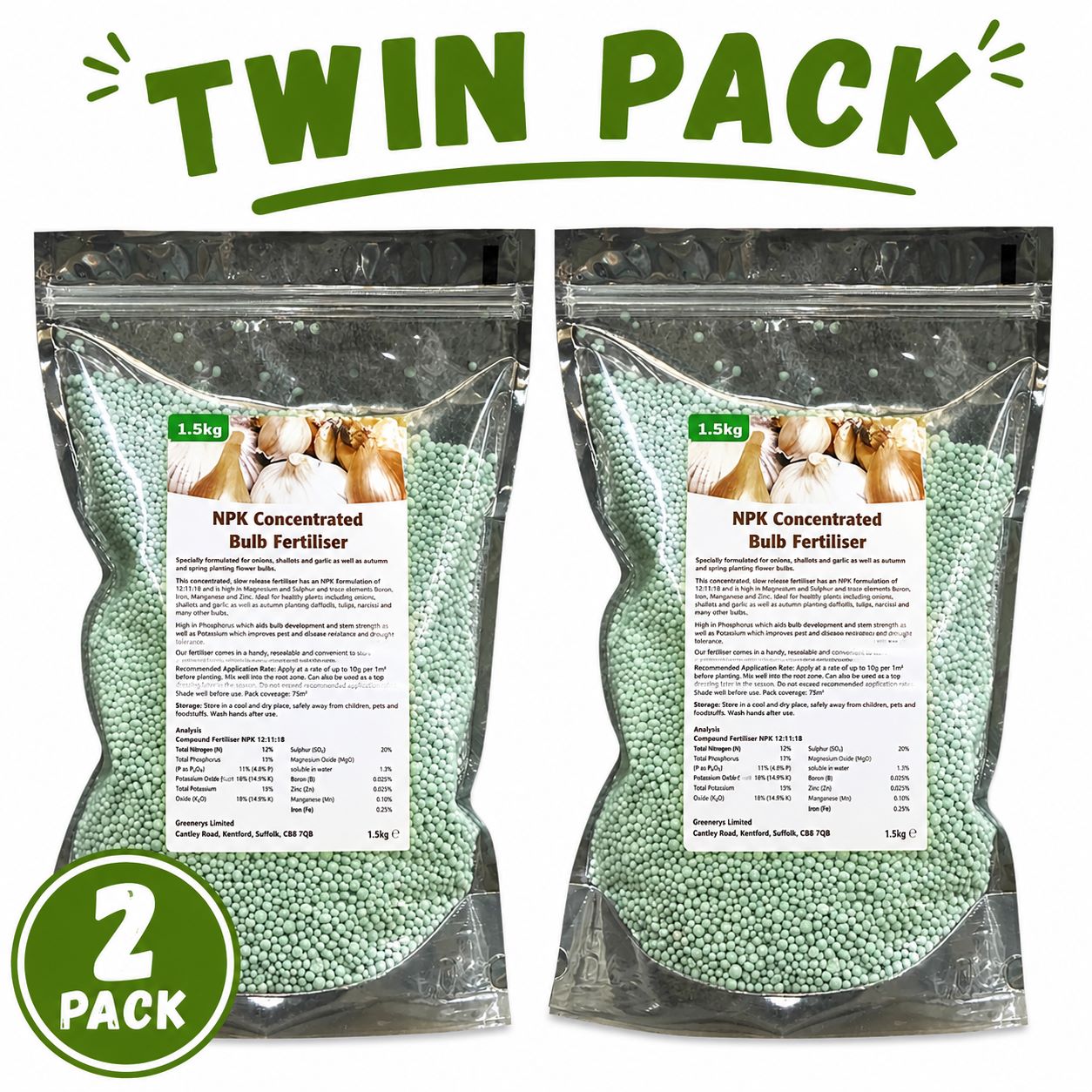 Onion and Bulb Fertiliser 1.5kg (twin pack)